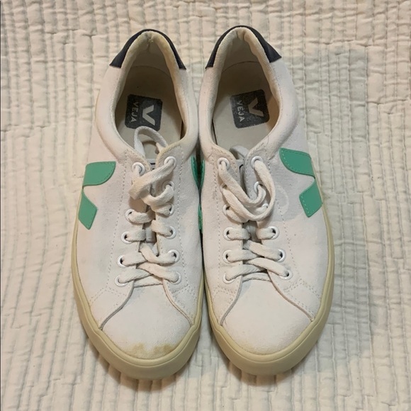 Veja Shoes - Anthropologie Veja Esplar SE White and Green Sneakers
